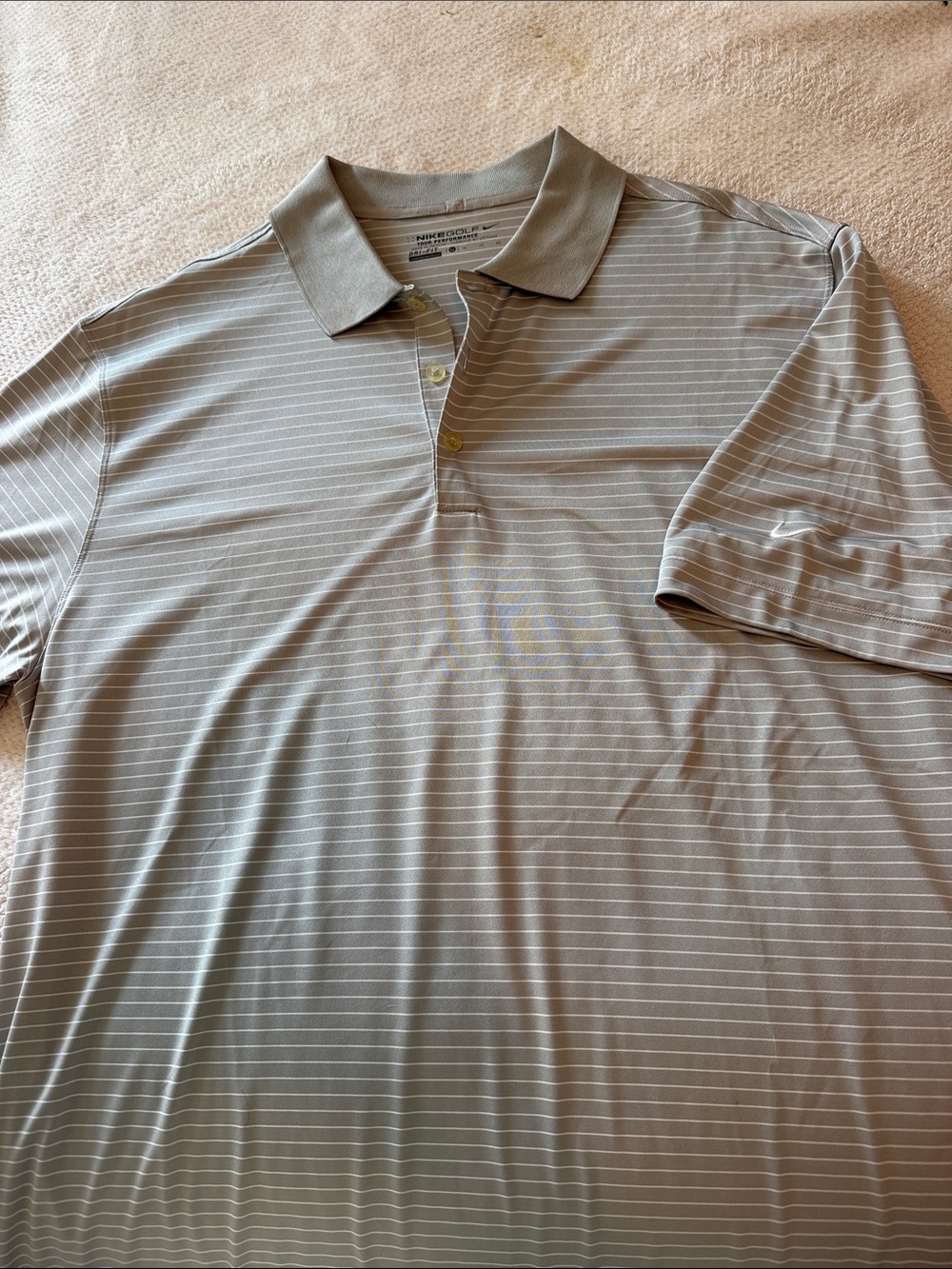 Nike Men’s Light Gray Striped Polo Shirt